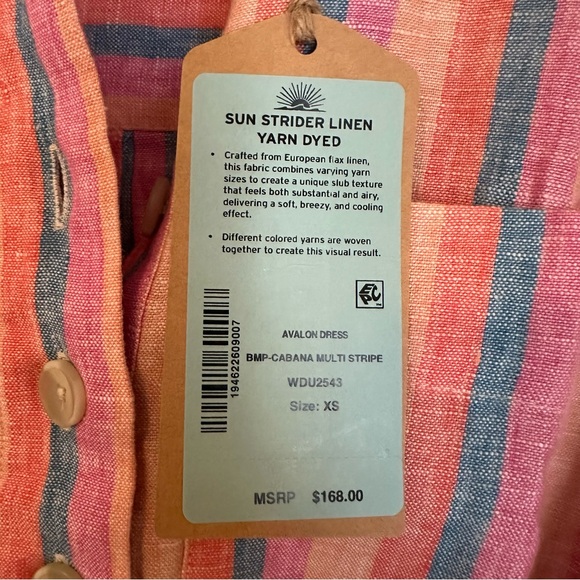 NWT Faherty Avalon Dress in Cabana Multi Stripe. - Picture 6 of 7